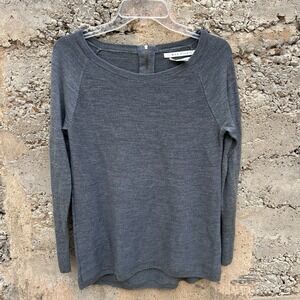 Max Studio Extrafine Merino Wool Waffle Texture Zip Back Sweater SZ L Natural